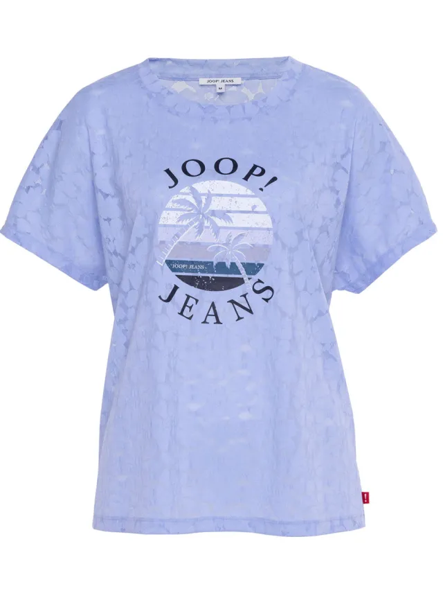Joop! Jeans Vrouwen Pyjama top Allover Lace lichtblauw, foto 2