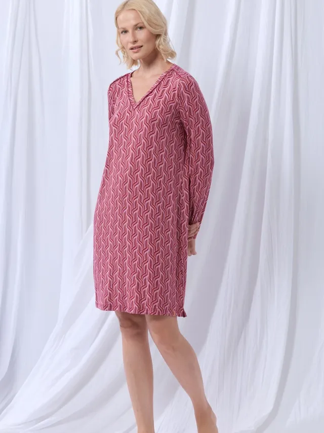 Woody 252-50-XDD-Z/978-slaapkleed-S gevlochten roze tinten