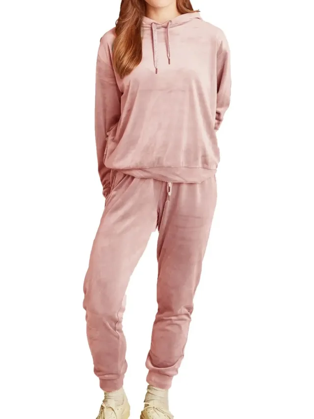 Apollo Dames huispak Fleece - Lounge set dames - Vrouwen warm pyjama pak - loungewear dames - Roze /