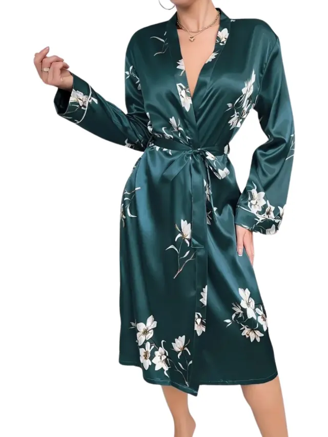 Livano Satijnen Badjas Dames - Kimono - Kamerjas - Satijn - Ochtendjas - Pyjama Gemengde kleur