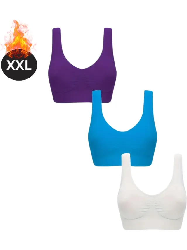 Bovista BH Set Zonder Beugel - Zonder Bandjes - Push-up Bh's - Comfort Beha - Comfortabel - Sterk - Dames - 3 Pack - Gemengd 4