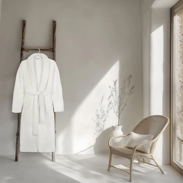 Good Morning badjas uni - Wit - 100% Polyester flanel White