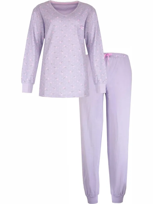 Tenderness Dames Pyjama Set - 100% Katoen - Lavendel Lila Paars