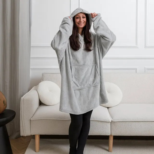 CMP snuggle hoodie - dames - grijs - zonder voering - bladprint - steekzak