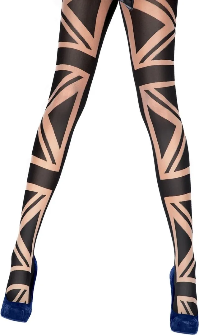 Aristoc Panty - Fashion - Britisch Flag - 40/44 - Nude/Zwart Zwart/Nude