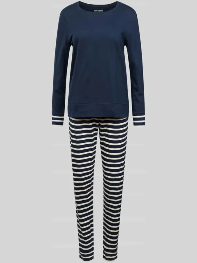 Schiesser Pyjama met streepmotief Blauw