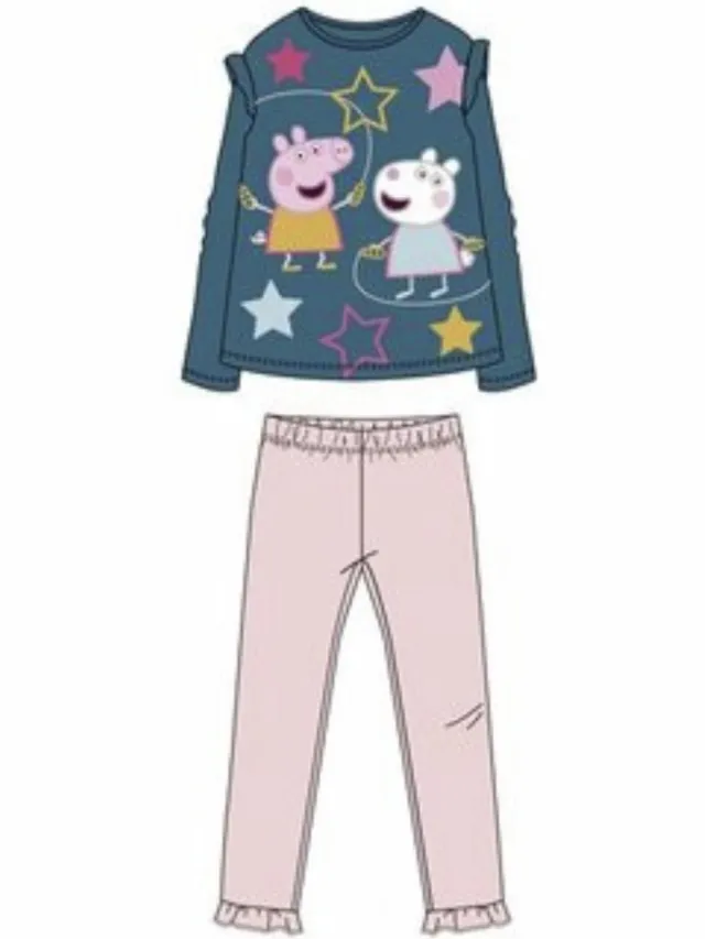 Peppa Pig Pyjama Blauw/roze Katoen Turquoise