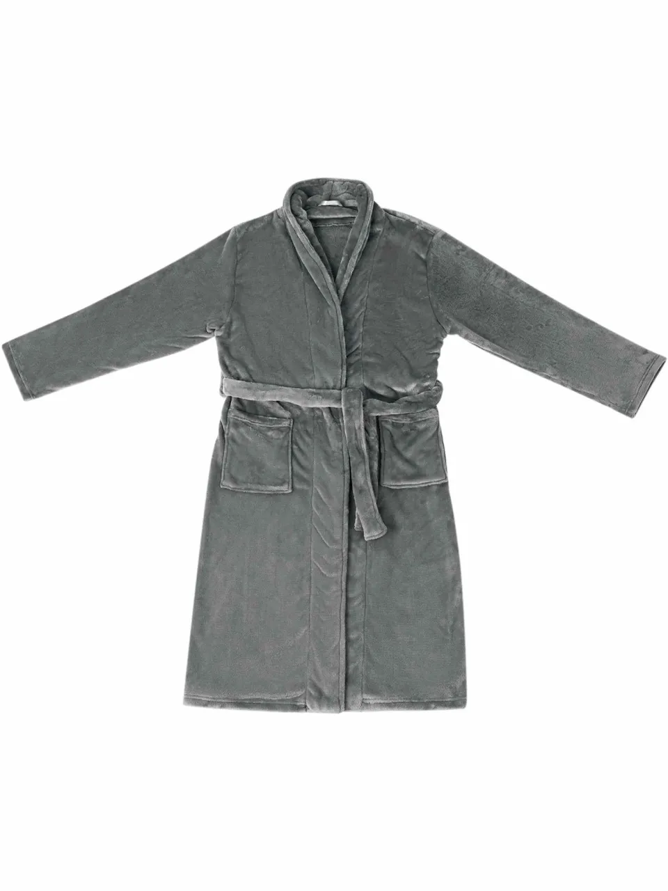 vidaXL Badjas zonder Kap Donkergrijs xxxl Flanel grijs, foto 2