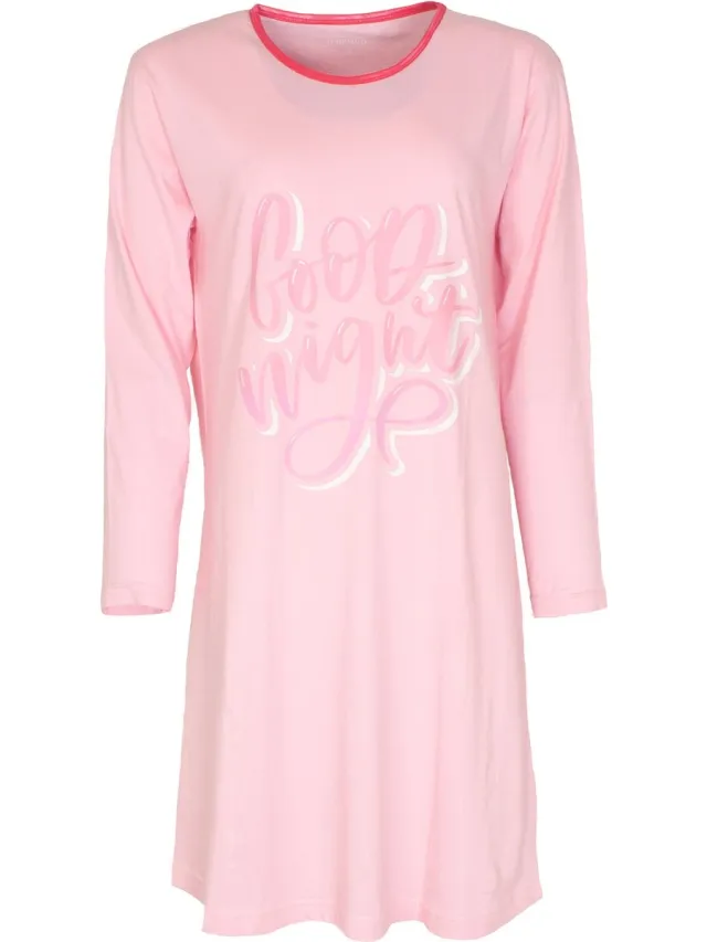 Temptation Dames Nachthemd - Bigshirt - Goodnight Tekst - Roze