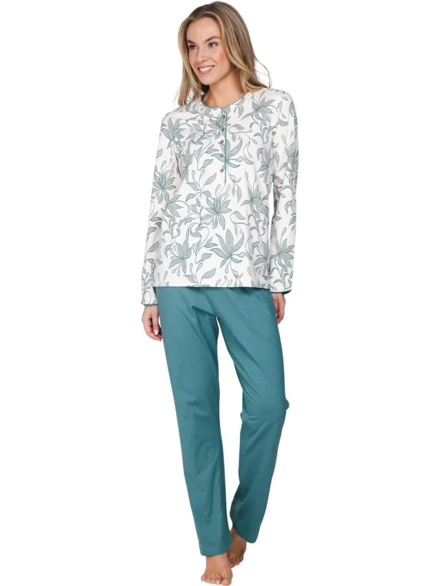Pastunette Nordic Leaf pyjamaset groen Groen/ecru