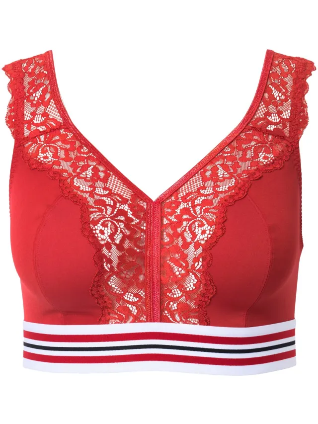 Ulla Popken Dames - Minimizer bralette kant zonder beugels - Salsa