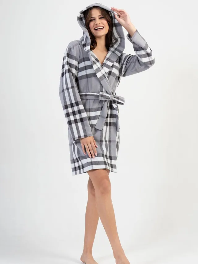 Vienetta Fleece Badjas-Kamerjas Voor Dames grijs