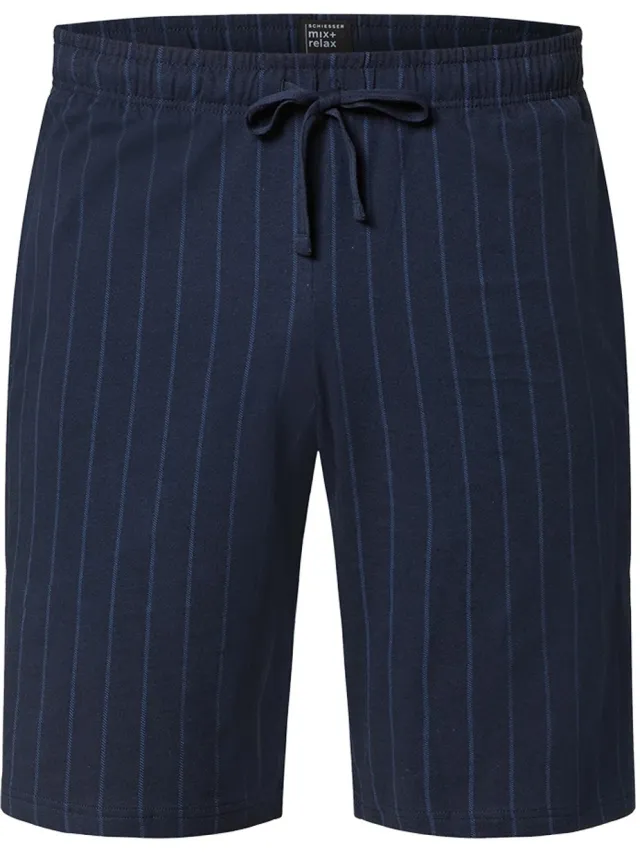 Schiesser Pyjamabroek kort model blauw gestreept