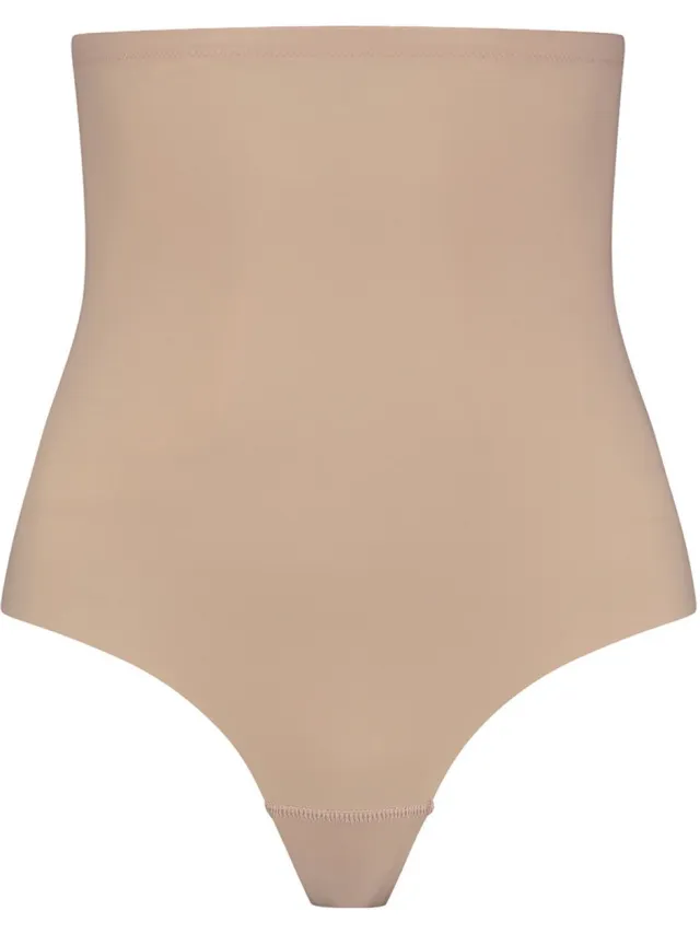 Bye Bra corrigerende string, string met hoge taille, lasergesneden rand, corrigerende string, shapewear voor dames, 2 kleuren, S-XXL (beige, 4XL)