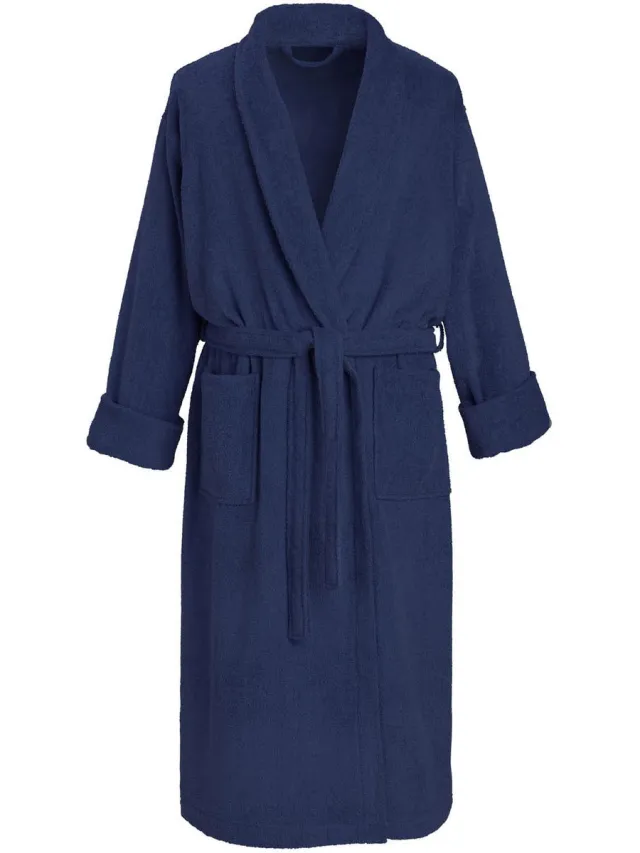De Witte Lietaer Badjas Etrusk Blue Indigo - L - Unisex - Katoen Blauw