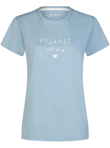 By Louise Dames shortama korte pyjama set blauw/wit gebloemd, foto 2