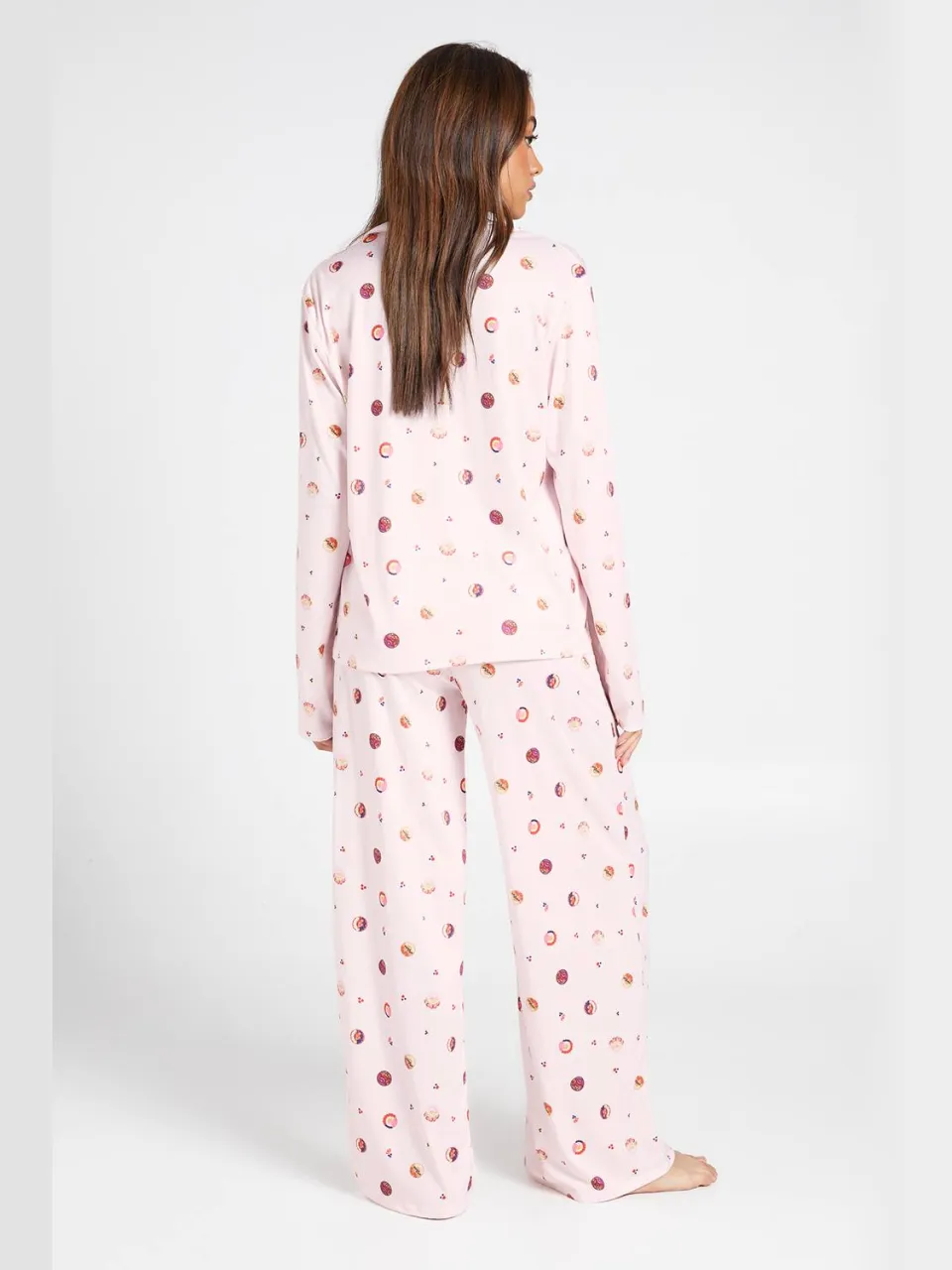 boohoo Dames Pyjama Set Met Acai Bowl Print, Shirt Met Lange Mouwen En Broek baby roze, foto 2