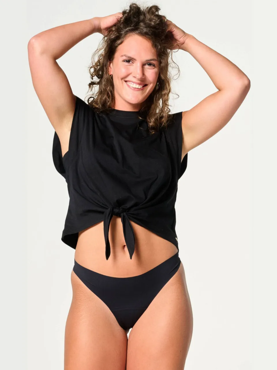 Moodies Undies licht absorberende seamless menstruatiestring zwart, foto 6