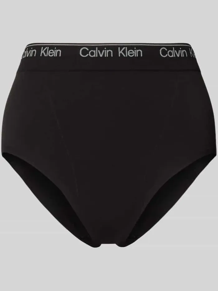 Calvin Klein High waist slip met label in band Zwart