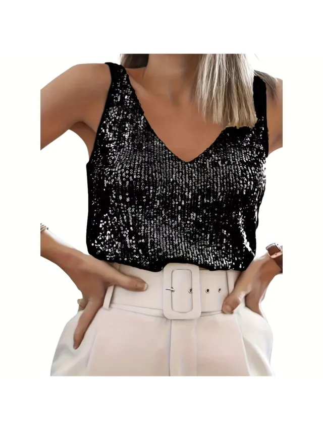 Currero Topje Dames - Top Kleding - Shirt - Blouse - Kort - Volwassen - Zwart Goud
