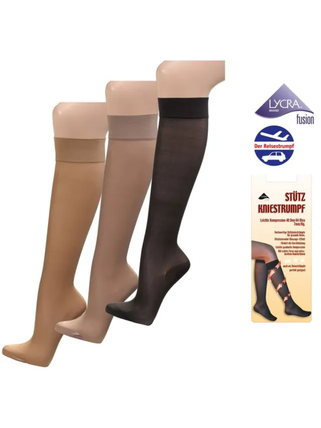 naft Panty Kniekousen – 40 Den Ondersteunende Kniekousen Met Compressie (5-Pack) Zwart, diamant, Huidkleur