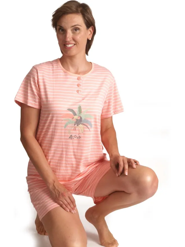 Cocodream Quality Cocodream dames shortama - Aloha - zalm