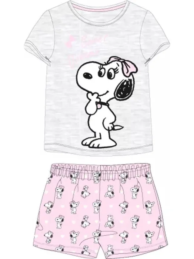 Snoopy kinder shortama / pyjama Roze / wit