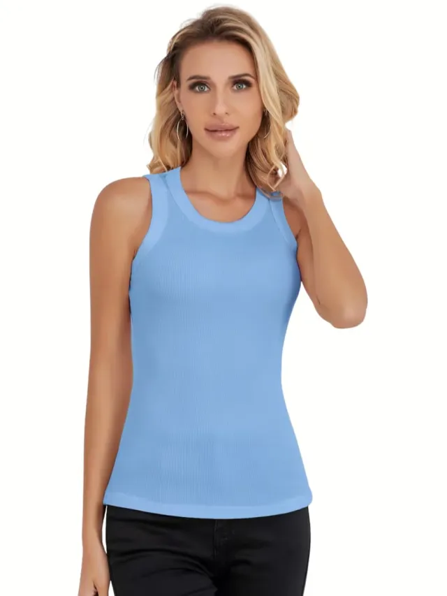 Currero Topje Dames - Top Kleding - Shirt - Blouse - Kort - Volwassen - Hemelsblauw