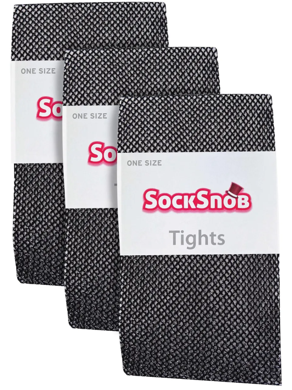 Sock Snob Dames Fishnet Panty's 3 Paar | Stijlvolle Kousen voor Dansfeesten - Zwart Zilver, foto 2