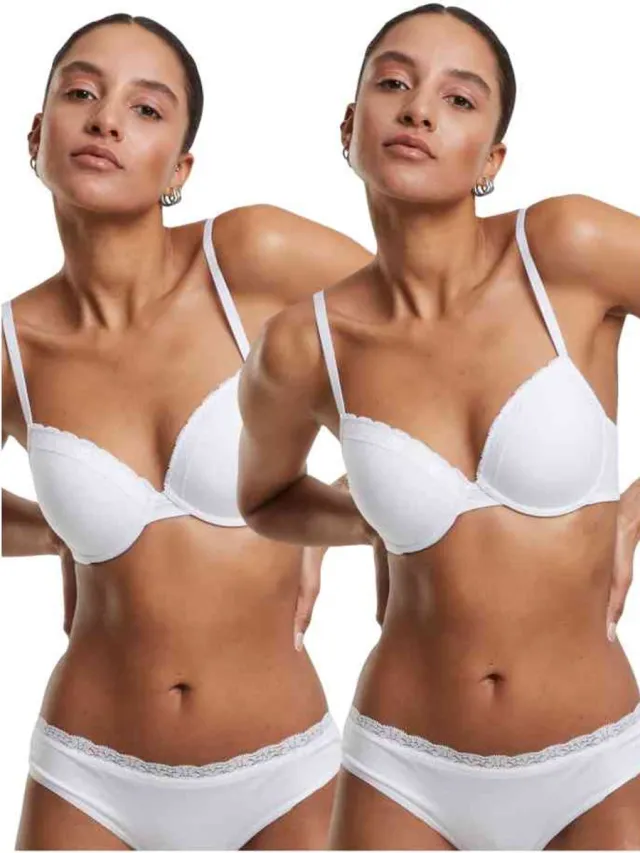 Urban Classics Basic Cotton Lace 2Pack BH - 70B - Wit/Wit