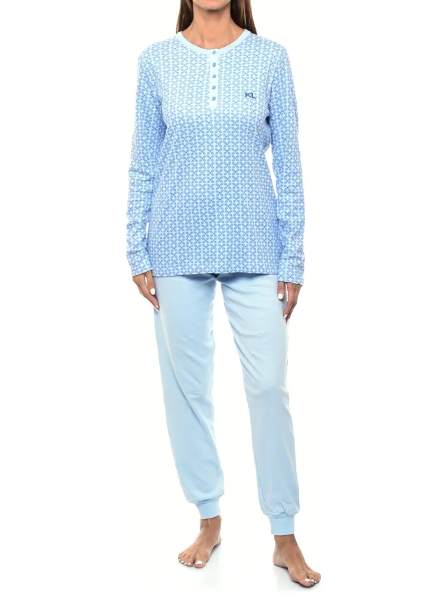 Kisses&Love KLP1 dames winterpyjama met lange mouwen Blauw