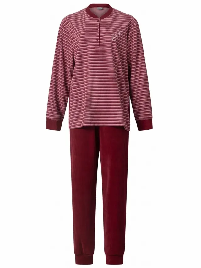 Lunatex warme dames pyjama badstof 124228 - rood