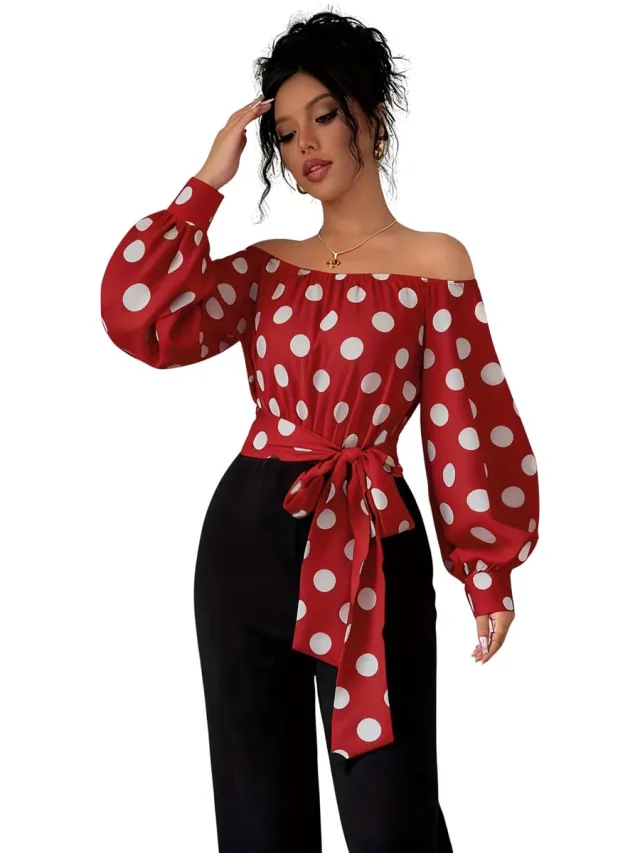 Currero Topje Dames Polkadots - Mouwloze Top - Singlet - Kleding - Shirt - Blouse - Kort - Volwassen - Rood