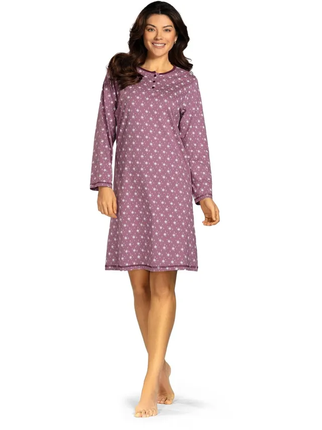 Comtessa Dames nachthemd - Lange mouw - Mauve