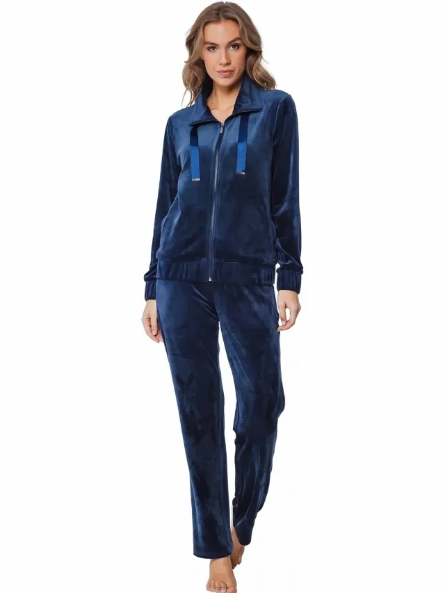 Pastunette Premium Huispak - Velours - Donkerblauw - Rits