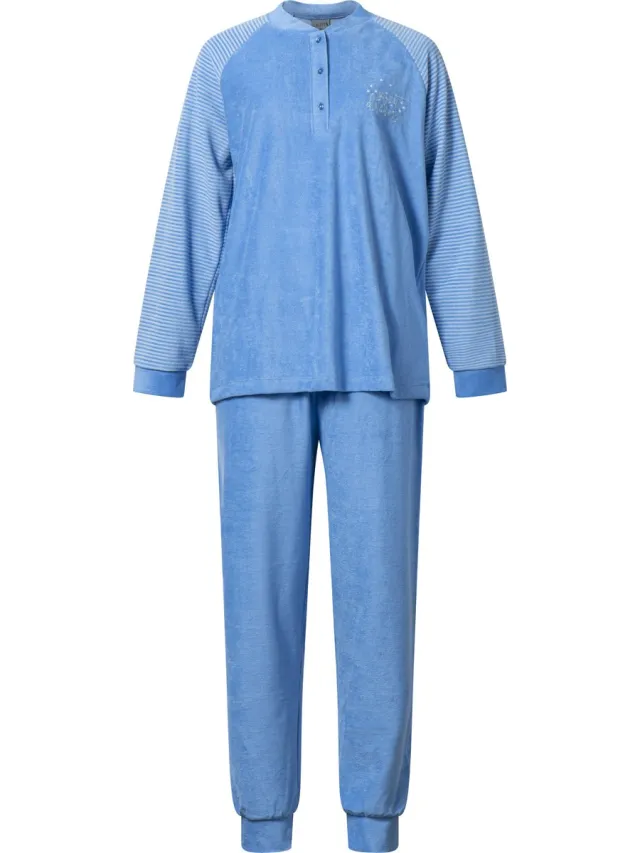 Lunatex winter pyjama 124253 - warm badstof - blauw