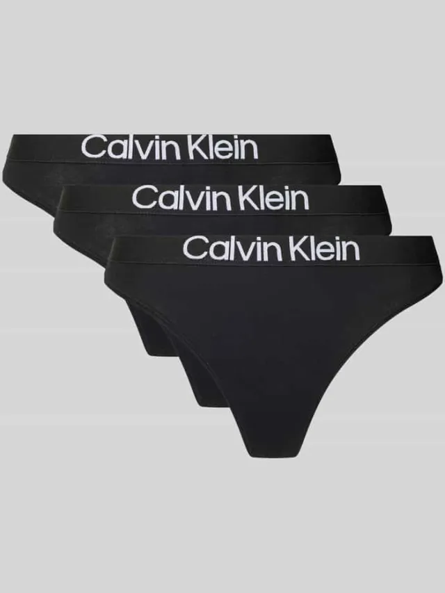 Calvin Klein String van katoenmix in 3-pack zwart, foto 2