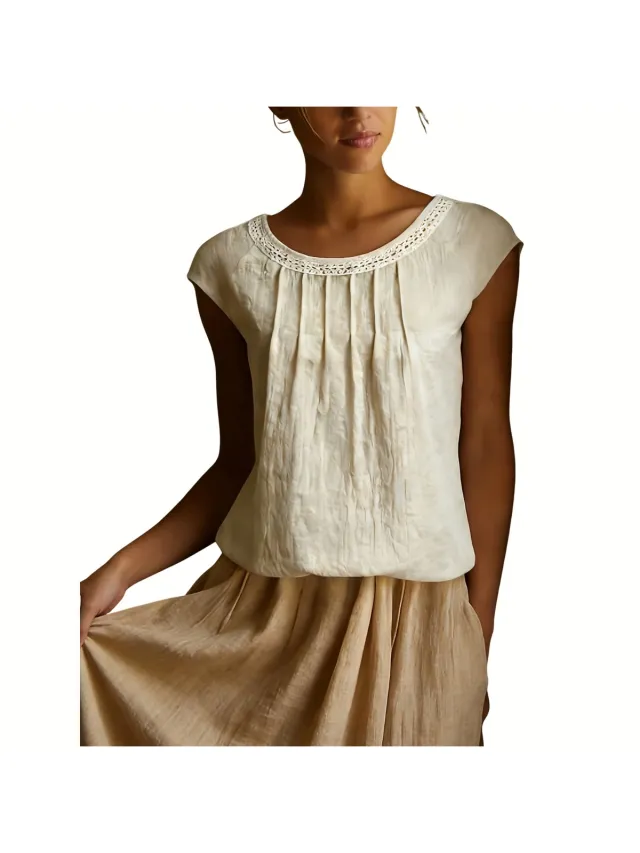Currero Topje Dames - Top Kleding - Shirt - Blouse - Kort - Volwassen - Abrikoos