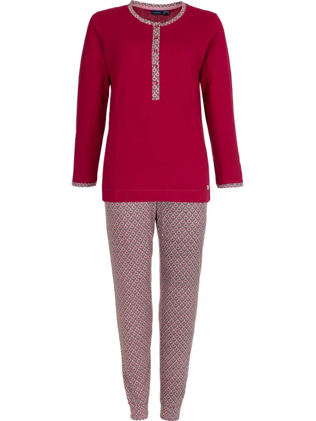 Pastunette Pyjama Graphics - Bio Katoen - Rood/Grijs