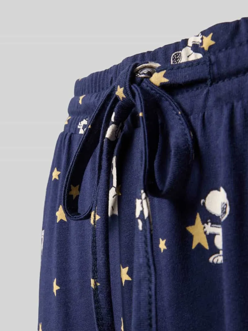 Jake*s Casual Pyjamabroek van puur katoen met Peanuts®-print donkerblauw gemêleerd, foto 2