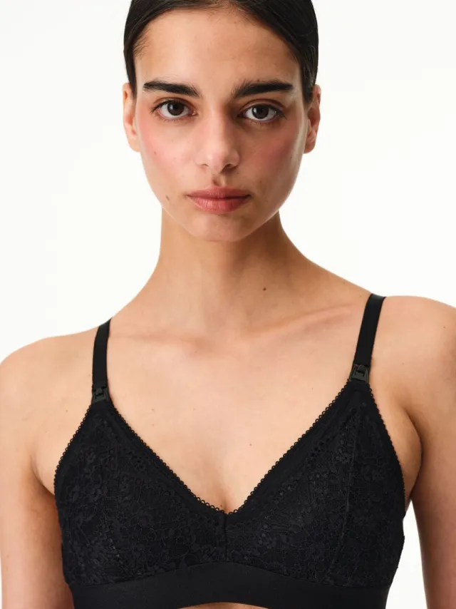 Penti Lace Mama Bloemige Gevoerde Beha Zwart