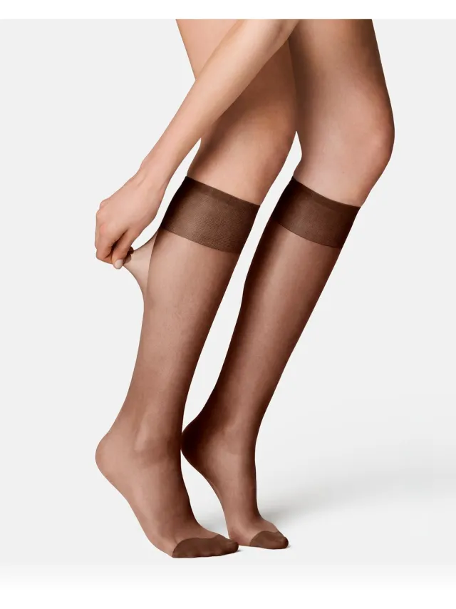 HEMA Kniekousen antiladder 20 denier mat - 2 paar bruin (bruin)