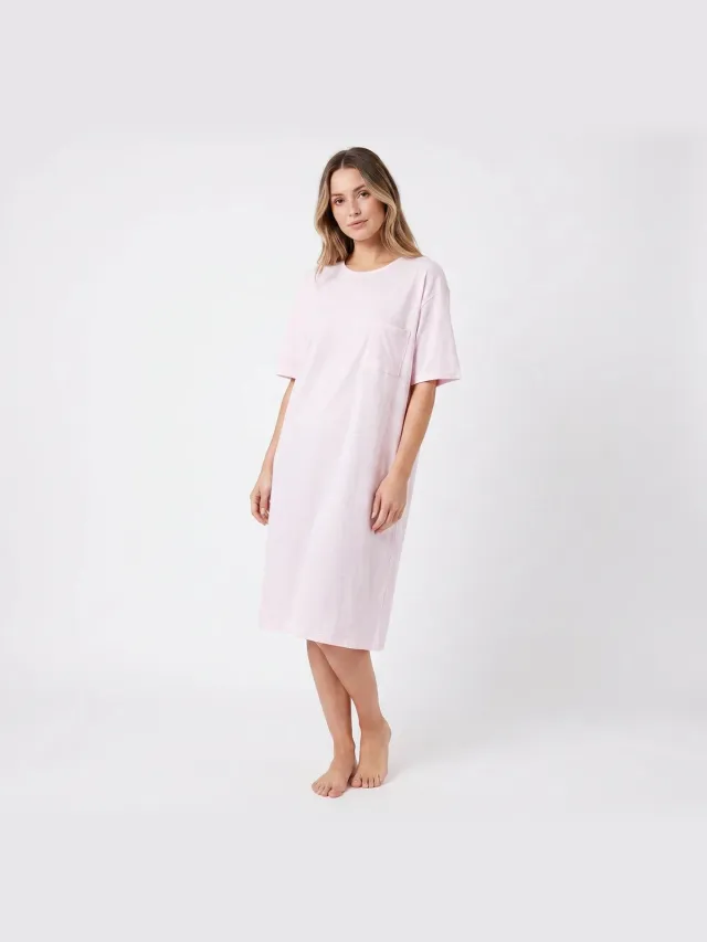 Fine Woman Nachthemd - Slaapkleed - Pyjama - Roze - Gestreept - Katoen
