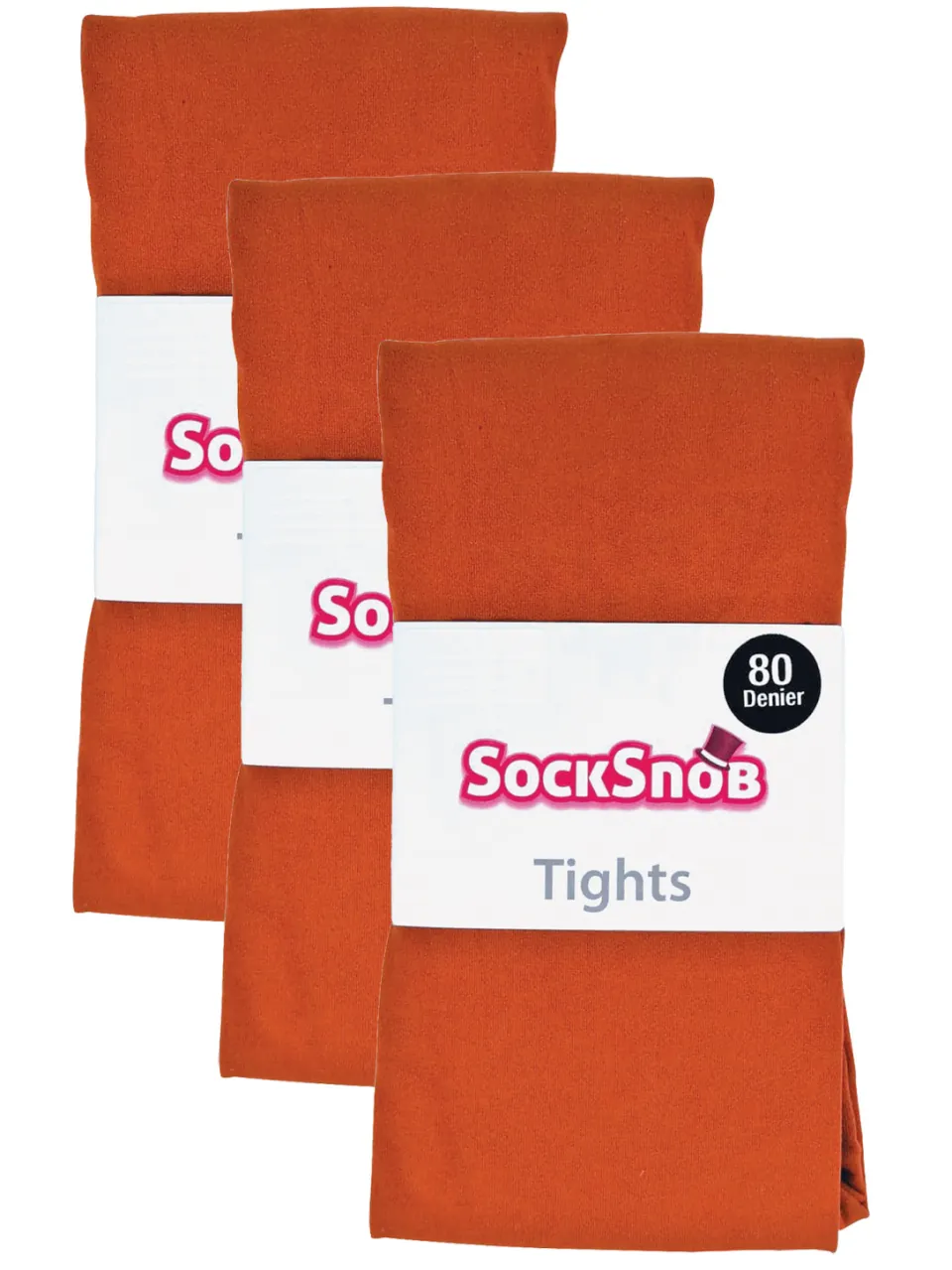 Sock Snob 3 paar dames gekleurde ondoorzichtige 80 denier panty's - Pottenbakkersklei bruin, foto 2