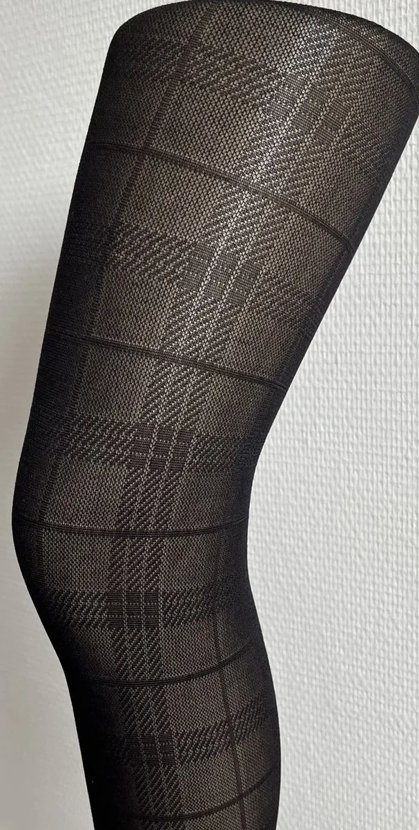 Pretty Polly Panty - Tartan Pattern - Zwart