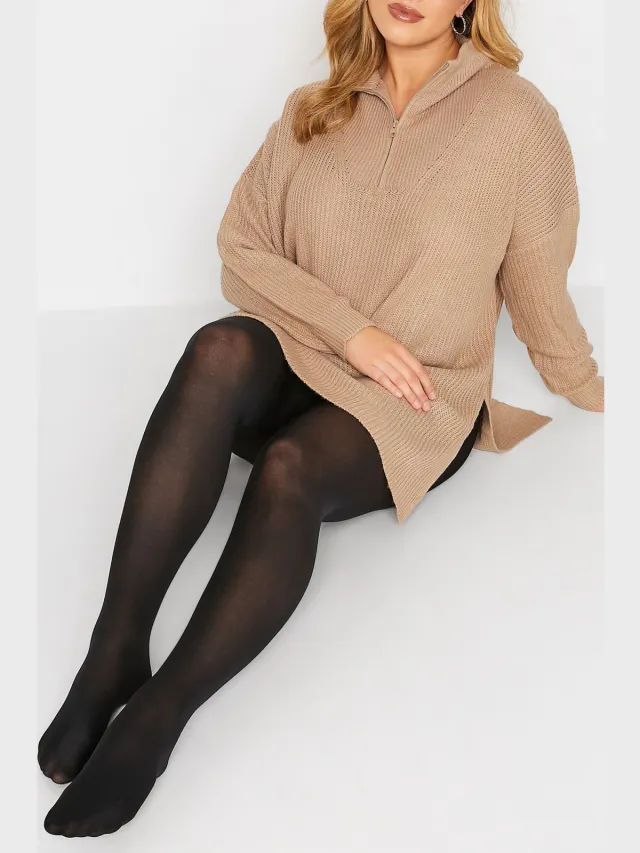 Yours 50 Denier Fluwelen Panty In Zwartsize 44-48 Black