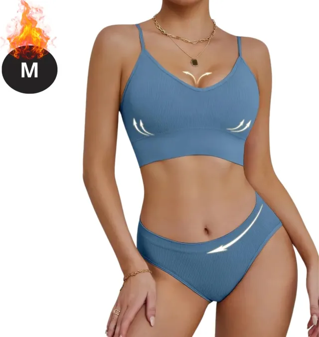 Livano Lingerie Set Zonder Beugel - Zonder Bandjes - Push-up Bh's - Comfort Beha - Comfortabel - BH - Blauw