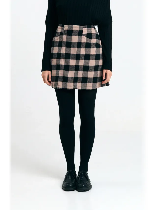 SUITE13LAB dames vegan Minirok Faro Ruit Zwart Ecru