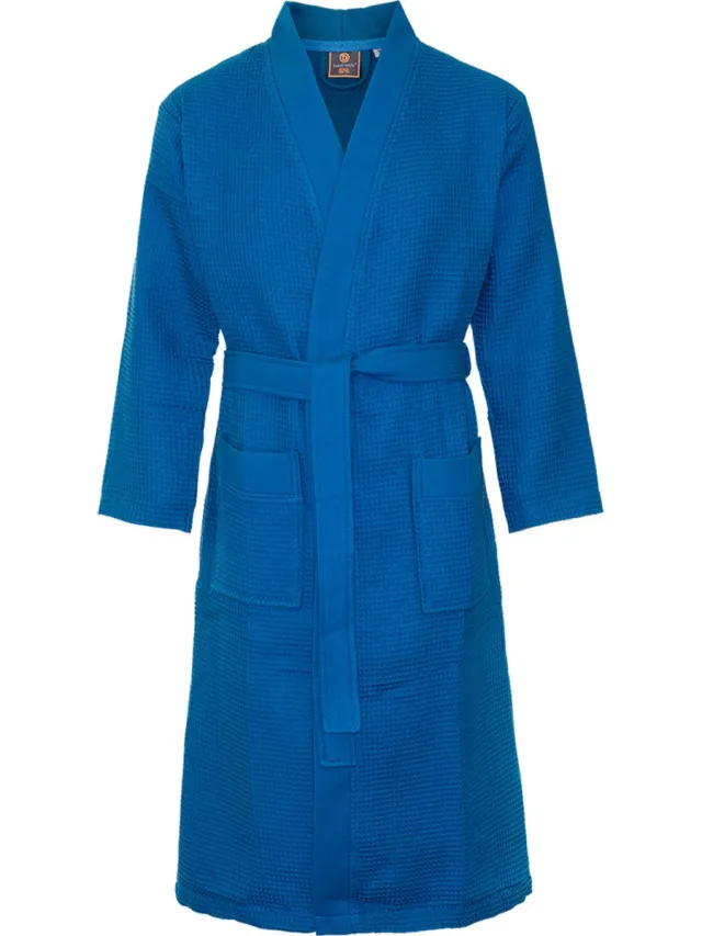 Badrock Wafel badjas voor sauna kobalt 3XL - sauna badjas unisex - biologisch katoen - wafel badjas katoen - Oeko-Tex - kimono - wafel badjas dames - wafel badjas heren - kobaltblauw