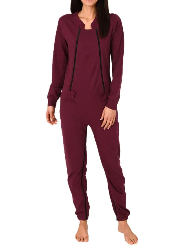 Normann Dames Alzheimer Verpleeg Jumpsuit Overall Onesie met rits aan de voorkant en been beere